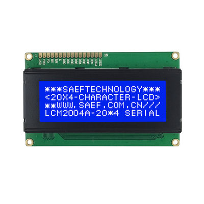 نمایشگر LCD تک رنگ 20x4 کاراکتری LCM 16 پین 8 بیتی MPU STN آبی منفی