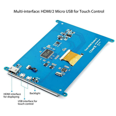 نمایشگر Raspberry Pi4 HDMI 7 اینچی TFT LCD 800x480 نقطه با پنل لمسی خازنی