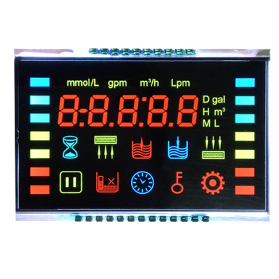 صفحه نمایش LCD قطعه ای صفحه نمایش دایره ای هشت گوشه ای لیوان آب VA هفت بخش صفحه نمایش LCD برای دمای و رطوبت LCD