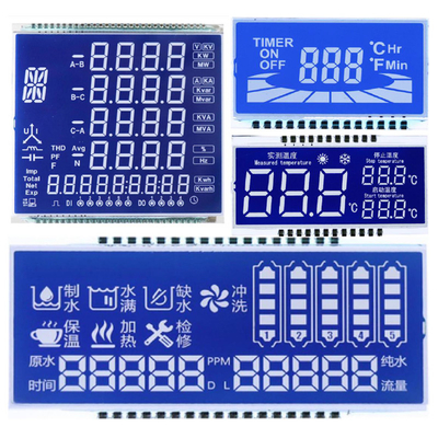 صفحه LCD سفارشی STN، حالت آبی STN / پس زمینه حروف سفید / صفحه نمایش فونت ها ، اتصال فلزی
