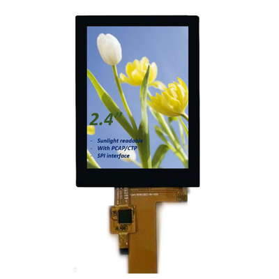 2.4 اینچ PCAP TFT صفحه نمایش LCD قابل خواندن نور خورشید، 15 پین SPI 2.4 اینچ تمام زاویه مشاهده TFT LCD با CTP