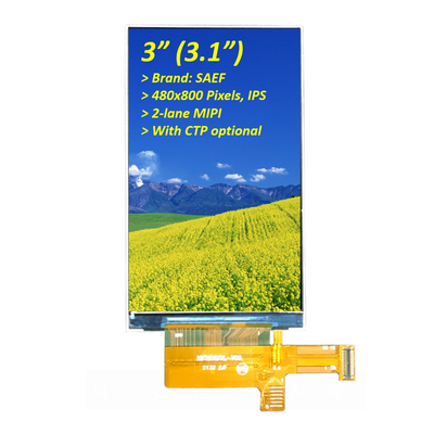 صفحه نمایش TFT صنعتی 3 اینچ 480x800 پیکسل، صفحه نمایش LCD TFT 3.1 اینچ ST7701S IPS