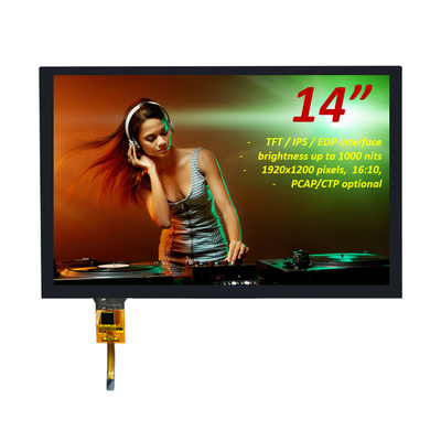 صفحه نمایش 14 اینچی TFT LCD 1920x1200 پیکسل 16:10 رابط EDP با CTP Touch