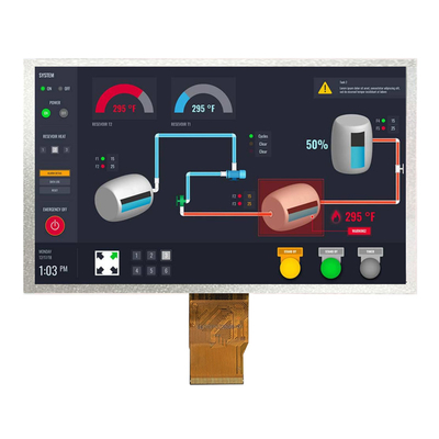 صفحه نمایش LCD 7 اینچی TFT عملکرد درجه حرارت گسترده RGB 1024x600 صفحه نمایش HMI 50 پین