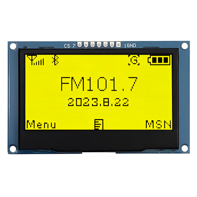 2.42 اینچ صفحه نمایش زرد OLED 128x64 نقطه وضوح 7 Header Pin رابط SPI