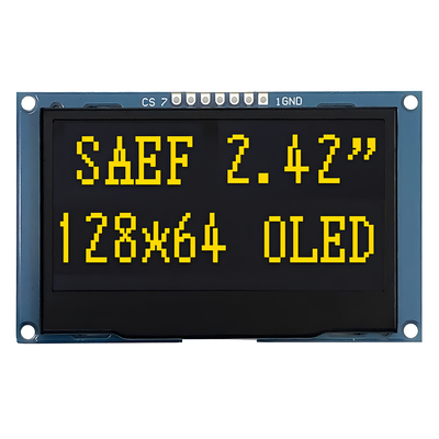 2.42 اینچ صفحه نمایش زرد OLED 128x64 نقطه وضوح 7 Header Pin رابط SPI