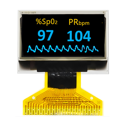 0.96 اینچ 128x64 نقطه سفید و آبی دو رنگ 30 پین نمایشگاه OLED داخلی DC / DC در داخل