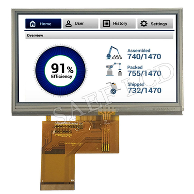 صفحه نمایش 4.3 اینچی LCD TFT 480x272 IPS رابط RGB با زاویه دید کامل با صفحه نمایش TFT LCD با پنل لمسی مقاومتی