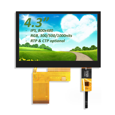 4.3 اینچ مانیتور LCD TFT RGB 800X480 ST7282 Drive IC Full View ماژول LCD TFT