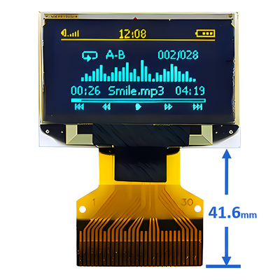 0.96 اینچ 30 پین ZIF کانکتور صفحه نمایش نازک OLED 128x64 Dot Matrix SPI I2C